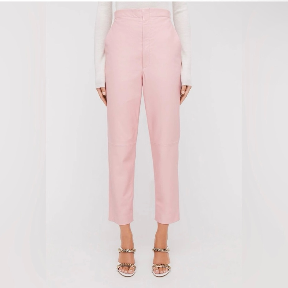 Scanlan Theodore Leather Pink Slim Crop Trouser Sz 2
